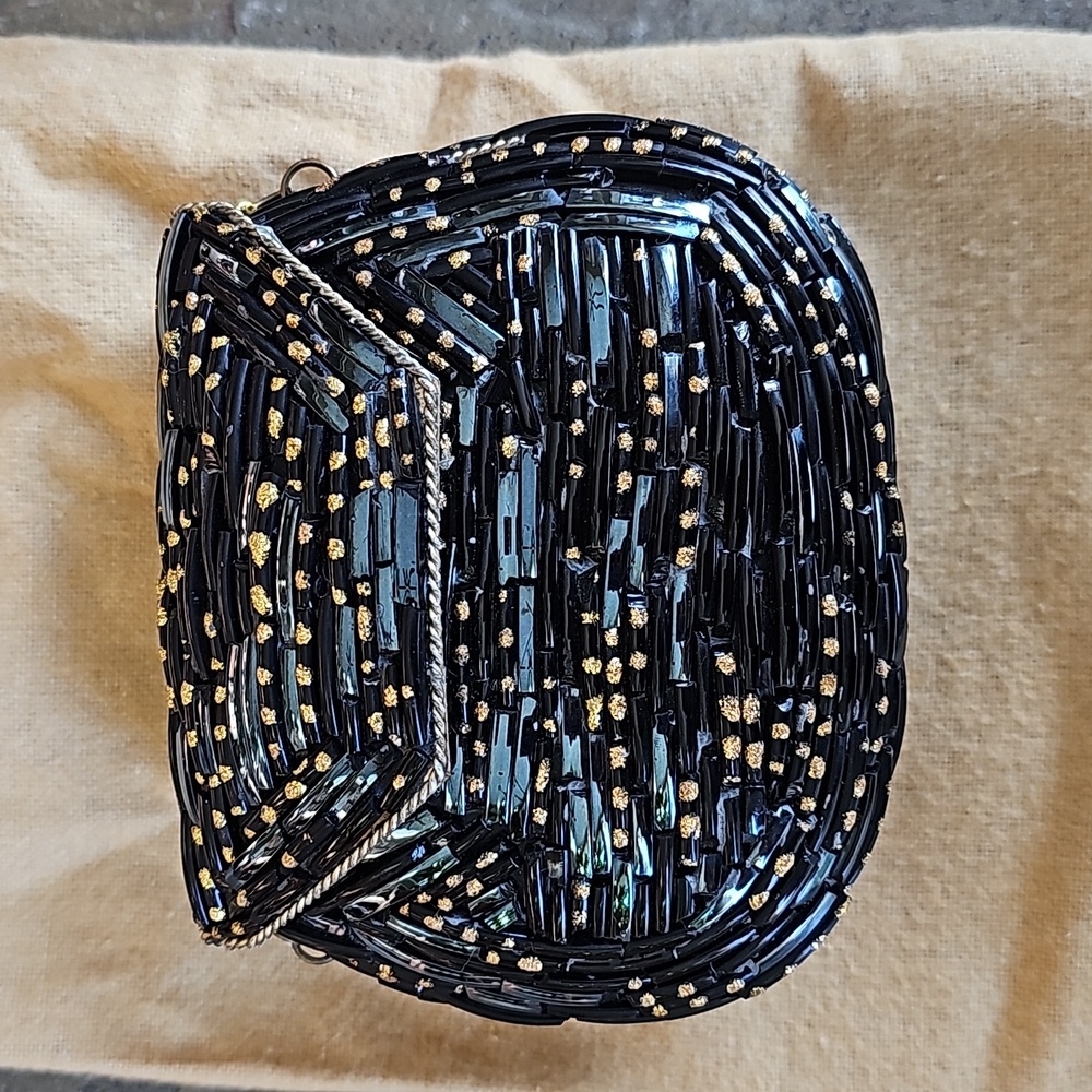 Metal beaded purse & felt storage bag
